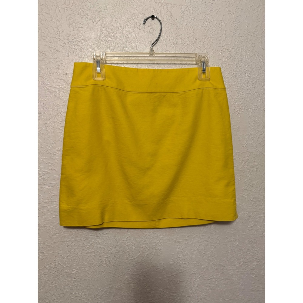 J.Crew Womens Yellow Cotton Blend Mini Skirt Size 6 A-Line Zip Back Casual